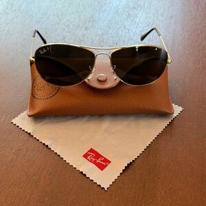 Ray-Ban Gold RB3362 // Aviator Sunglasses w/ Case & shammy // polarized Cockpit